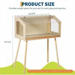 40"x20"x47.5" Large Hamster Cage w/Legs & Acrylic Window | Chew-Proof Habitat w/Openable Top for Guinea Pigs/Chinchillas