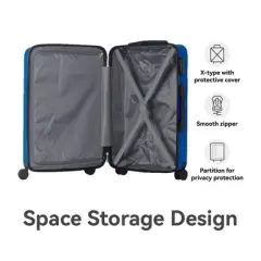 NAYSAYE Luggage ABS Hardshell 3 Piece Spinner Set with Secure Lock and Spacious Interior for Travel, Blue, 19.88"*10.63"*29.92"