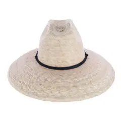 CTM Wide Brim Crushable Straw Lifeguard Hat with Chin Strap