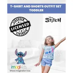 Disney Minnie Mouse Lilo & Stitch Descendants Evie Uma Girls T-Shirt and French Terry Shorts Outfit Set Toddler to Big Kid 