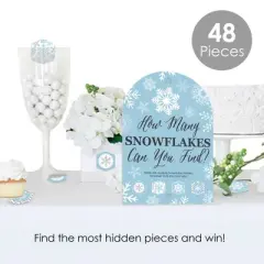 Big Dot of Happiness Winter Wonderland - Snowflake Holiday Party and Winter Wedding Scavenger Hunt - 1 Stand and 48 Game Pieces - Hide and Find Game