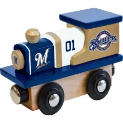 MasterPieces Officially Licensed MLB Milwaukee Brewers Wooden Toy Train Engine For Kids