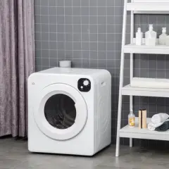 HOMCOM Compact Laundry Dryer Machine, 1300W, 3.22 Cu. Ft. Electric Automatic Portable Clothes Dryer with 7 Drying Modes for Apartment or Dorm, White