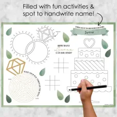 Big Dot of Happiness Boho Botanical Bride - Paper Greenery Bridal Shower and Wedding Party Coloring Sheets - Activity Placemats - Set of 16