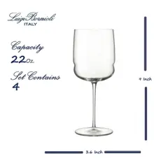 Luigi Bormioli Grandioso Cabernet/Merlot 22 oz. Wineglass, Set of 4, Titanium Reinforced Stem, Made of SON-hyx Crystal, Made in Italy