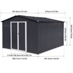 Metal garden sheds 12ft&iexcl;&Aacute;10ft outdoor storage sheds Dark-grey