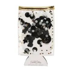 Packed Party Spirit Squad Confetti Skinny Can Cooler, Insulated Metal Can Drink Holder for Tailgate, Pool or Beach (Blackout)