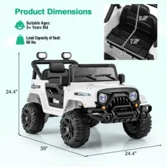 Infans 12V Kids Ride on Truck Car w/Remote Control, Threaded Wheels 3 Speeds LED Lights