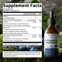 Greenpeople Potassium Magnesium Supplement Liquid - Plus Calcium, Vitamin D3, Zinc for Bone, Energy, Immune Support - Sugar Free & Vegan, 2 fl oz