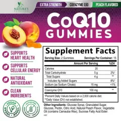 CoQ10 100mg Gummies, Coenzyme Q10 Supplement, CoQ10 Gummies Antioxidant for Heart Health & Energy Production - 30 Gummies By Nature's Nutrition