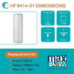 Hurricane 2 Pack HF8414-01 Advanced Pool Filter Cartridge Replacement for PWWCT150, Unicel C-8414, Filbur FC-1287, Waterway Clearwater II 150