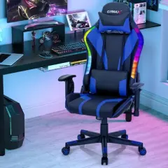 Costway Gaming Chair Adjustable Swivel Computer Chair w/ Dynamic LED Lights