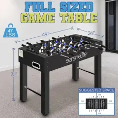 SereneLife 48" Arcade Foosball Table - Home Game Room Soccer Table, Modern Black