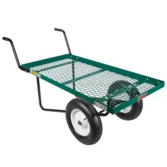 FARM-TUFF Durable Two Wheel Metal Utility Push Cart with Pneumatic Tires, Green, 24" x 48"