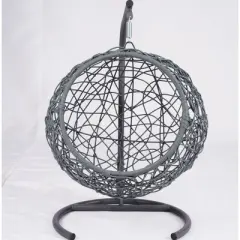 Sapphtopaz Egg-Shaped Cat Bed with Rattan Wicker Hanging Swinging Cat Bed with Soft Cushion & Detachable Hammock Bed for Small Cats & Dogs