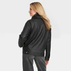 Women's Oversized Faux Leather Moto Jacket - Universal Thread&trade; Black