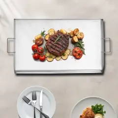 VEVOR Stainless Steel Griddle, 36x22 inch Universal Flat Top Rectangular Plate, Gas Grill Griddle for BBQ Grill, Teppanyaki, Silver