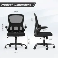 GlasFlength Task and Office Chairs with Support Armrest Ergonomic  Adjustable Computer Chair and Gaming Chair, Black, 25.2"*25.8"*44.5"