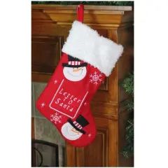Northlight 19" Red and White Embroidered Snowmen Letter to Santa Christmas Stocking