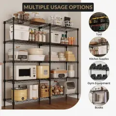 5 Tier Wire Shelving Garage Shelving Heavy Duty Adjustable Garage Shelves, Storage Rack, Basement Pantry Utility Storage Shelves