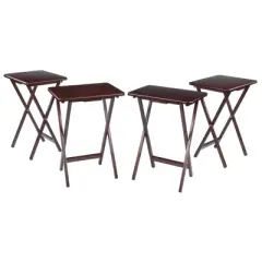 Set of 4 Single Snack Tables Walnut - Winsome
