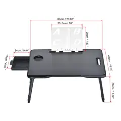 Unique Bargains Laptop Bed Desk Tray Portable Desk with Storage Drawer Reading Holder Water Slot Foldable Table