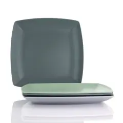 Gibson Home Grayson 4 Piece 8.5 Inch Square Melamine Dessert Plate Set in Assorted Colors