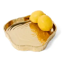 Jiallo Gold Tree Bark Tray, 9 X 1.25