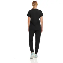 Hey Collection Womens Stretch V-Neck Jogger Scrubs Set, Medical Nursing Tops with Four Pocket Pants