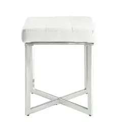 Julia Vanity Bench White/Chrome - Carolina Chair & Table