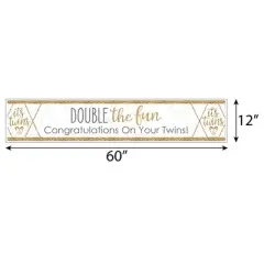 Big Dot of Happiness It's Twins - Gold Twins Baby Shower Decorations Party Banner