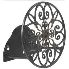 Liberty Garden LBG-N-670 Decorative Hose Wall Mount Butler for 125' of 6.5" Hose for Backyard, Garden, or Home in Black