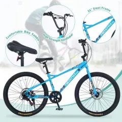 NAYSAYE Bicycle Freestyle Kids Bike Double Disc Brakes 26 Inch for Boys and Girls for Outdoor Fun, Blue, 68.8"*26.77"*47.6"