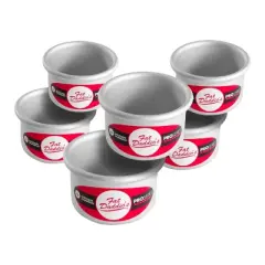 Fat Daddio's 5" x 3" Anodized Aluminum Round Cake Pans, 3" Deep - Pack of 6