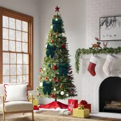 6.5" Christmas Tinsel Bow Ornament Dark Green - Wondershop&trade;