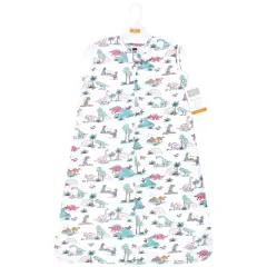 Hudson Baby Infant Girl Cotton Sleeveless Wearable Sleeping Bag, Sack, Blanket, Pink Dinosaur Adventures