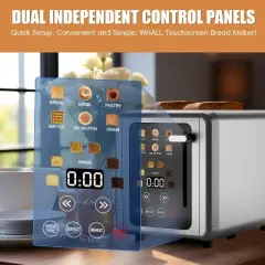 WHALL 2 Slice Toaster, Toasters 2 slice, Smart Bread Toaster, Touchscreen Toaster with wide slots, Stainless Steel Toaster,Bagel Toaster