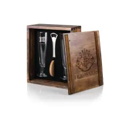 Harry Potter 7pc Glass Hogwarts Beverage Gift Set - Picnic Time: Drinking Glasses & Coasters, Handcrafted Glassware