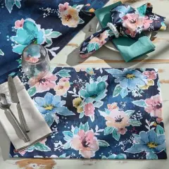 Split P Fleur Floral Navy Table Runner 14" X 54"