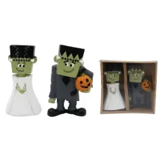 Transpac Mr and Mrs Frankenstein Resin Figurines Halloween Decor Multicolor Tabletop Mantel Decorative Objects Gift