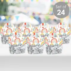 Big Dot of Happiness Hello Rainbow - DIY Boho Baby Shower and Birthday Party Clear Goodie Favor Bag Labels - Candy Bags with Toppers - Set of 24