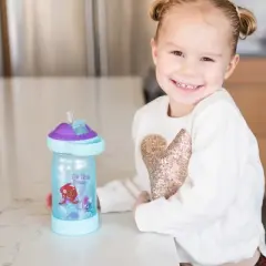 The First Years Disney 12oz The Little Mermaid Ariel Spill Proof Flip Top Toddler Sippy Straw Water Bottle