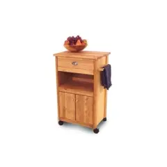 Wood Catskill Birch HardWood Cuisine Butcher Block Kitchen Cart in Natural Brown - Catskill Craftsmen