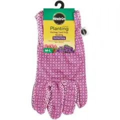 Miracle-Gro  Women's Polyester & Cotton Dotted Grip Planting Gloves, Medium/Large