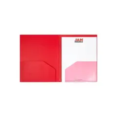 JAM Paper Heavy Duty Plastic Multi-Pocket Folders 6 Pocket Organizer Red Bulk 72/Pack (389MP6rea)