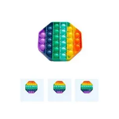 Link Rainbow Bubble Popper Sensory Fidget Toy Silicone Stress Reliever Toy Autism Special Needs - 4 Pack