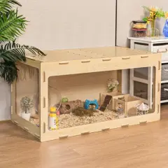 Sevobal Pet Crates and Houses Hamster Cage, Opening Top Small Animals House for Dwarf Hamster Guinea Pig Chinchilla, Beige, 31.5"*16.14"*15.75"