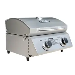 2-Burner Portable Tabletop Stainless Steel Propane Gas Grill Model 13742 - Monument Grills