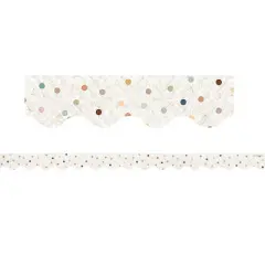 Teacher Created Resources&reg; Everyone is Welcome Dots Scalloped Border Trim, 35 Feet Per Pack, 6 Packs