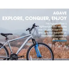 BAMCBASE Agave Mountain Bike, Mens Womens MTB with 21 Speeds, High-Tensile Steel Frame, V Brake, Hardtail Bicycle for Adults